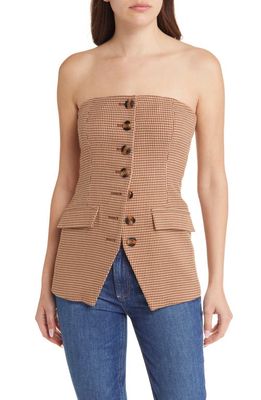 Favorite Daughter The Phoebe Bustier Top in Toffee Houndstooth