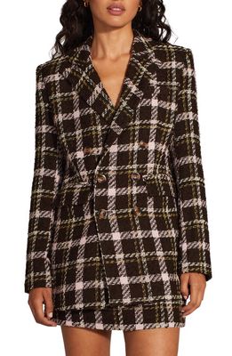 Favorite Daughter The Phoebe Double Breasted Tweed Blazer in Chocolate Plaid