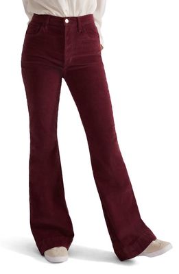 Favorite Daughter The Valentina High Waist Flare Corduroy Jeans in Maroon Banner