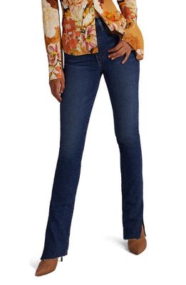 Favorite Daughter The Valentina Shortie Split Raw Hem High Waist Mini Bootcut Jeans in Dallas