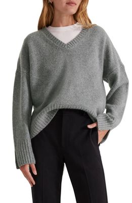 Favorite Daughter The William V-Neck Wool & Cashmere Blend Sweater in Smoke Grey