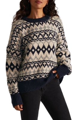 Favorite Daughter 'Tis The Season Crewneck Sweater in Blue/Grey Fair Isl