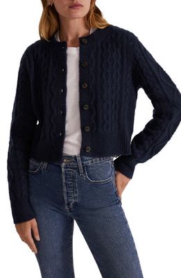 Favorite Daughter Wool & Cashmere Blend Cable Cardigan in Navy