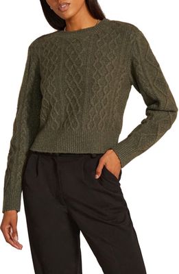 Favorite Daughter Wool & Cashmere Blend Cable Crewneck Sweater in Mallard Green