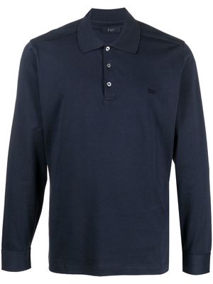 Fay button-front long-sleeved polo shirt - Blue