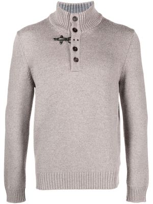Fay button-up high-neck sweatshirt - Brown