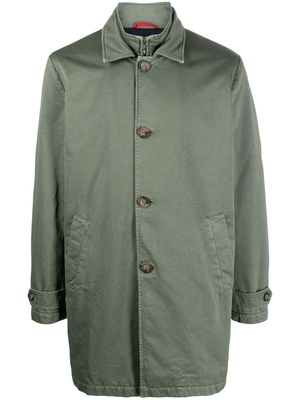 Fay buttoned single-breasted coat - Green