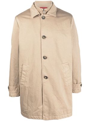 Fay buttoned single-breasted coat - Neutrals