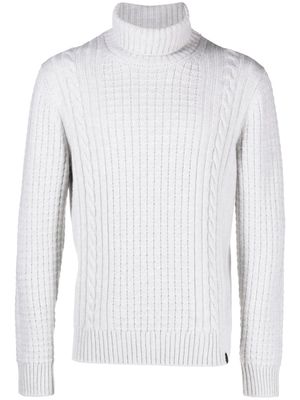 Fay cable-knit roll-neck jumper - Grey