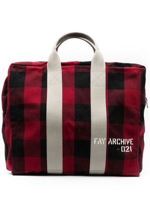Fay check-print duffle bag - Red
