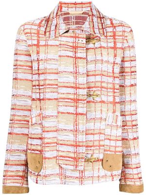Fay check-print fitted jacket - Orange