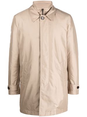 Fay concealed-front fastening parka coat - Neutrals