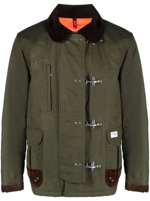 Fay contrasting-collar panelled cotton jacket - Green