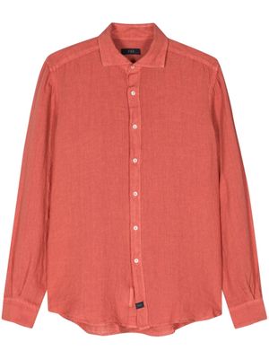 Fay cutaway collar linen shirt - Red