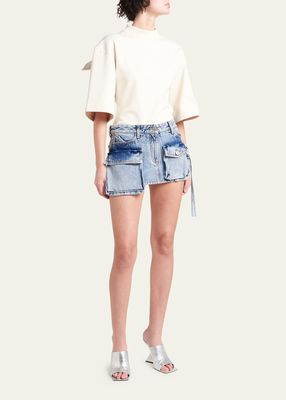 Fay Denim Cargo Pocket Mini Skirt