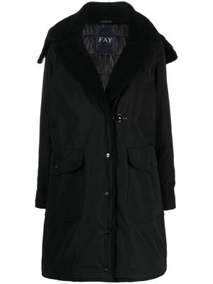 Fay detachable-hood parka coat - Black