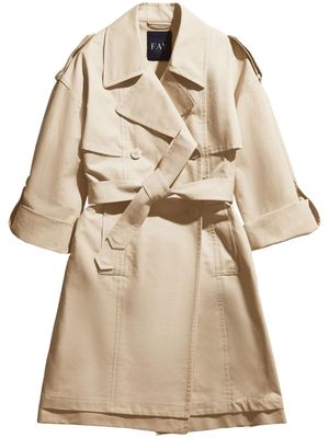 Fay double-breasted cotton trench coat - Neutrals