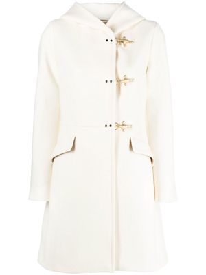 Fay double-breasted hooded wool coat - White