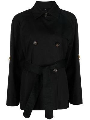 Fay double-breasted short trench coat - Black