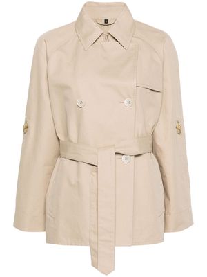 Fay double-breasted short trench coat - Neutrals