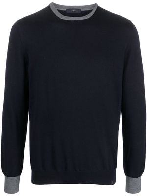 Fay elbow-patch knitted jumper - Blue
