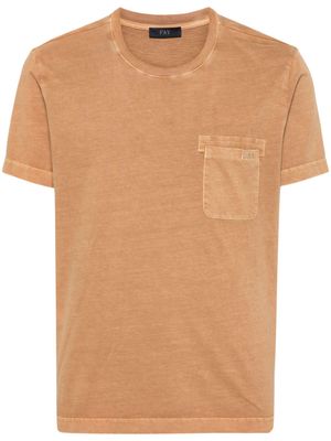 Fay embroidered-logo cotton T-shirt - Brown