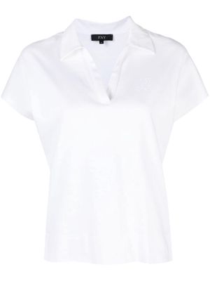 Fay embroidered-logo piqué-weave polo shirt - White