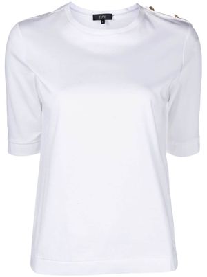 Fay epaulettes-detailed piqué polo shirt - White
