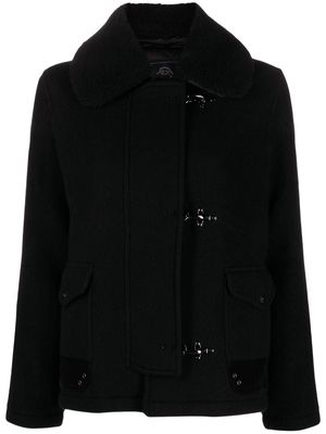 Fay faux-fur collar wool jacket - Black