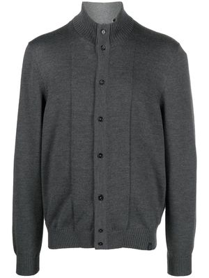 Fay fine-knit high-neck cardigan - Grey