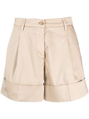 Fay folded-hem stretch-cotton shorts - Neutrals