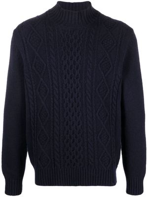 Fay high-neck cable-knit jumper - Blue