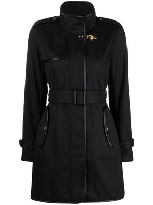 Fay hook-embellished trench coat - Black