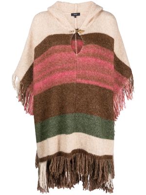 Fay horizontal-stripe knitted cape - Brown