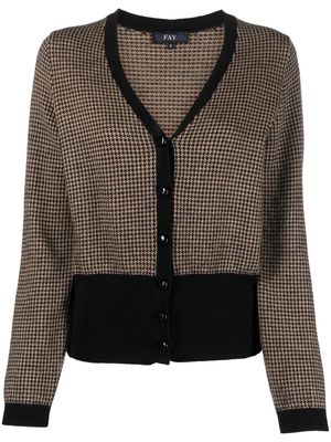 Fay houndstooth-pattern V-neck cardigan - Brown