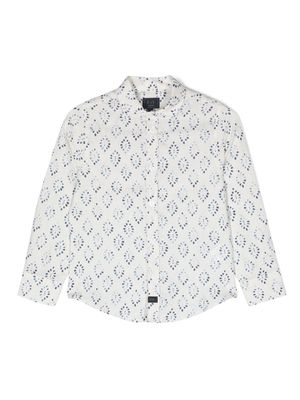 Fay Kids abstract-print long-sleeved shirt - White