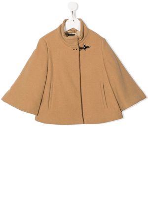 Fay Kids asymmetric-colar cape-style coat - Neutrals
