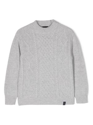 Fay Kids cable-knit crew-neck jumper - Grey