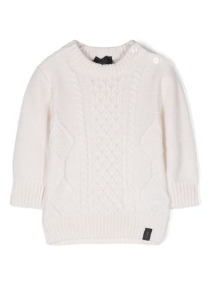 Fay Kids cable-knit crew-neck jumper - White