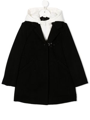Fay Kids clasp-detail hooded coat - Black
