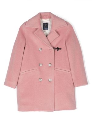 Fay Kids double-breasted brushed coat - Pink