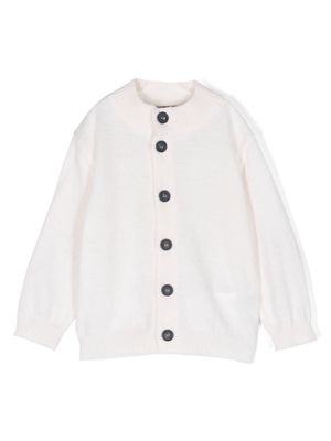 Fay Kids elbow-patch button-up cardigan - Neutrals