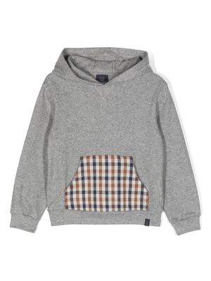 Fay Kids elbow-patch wool blend hoodie - Grey