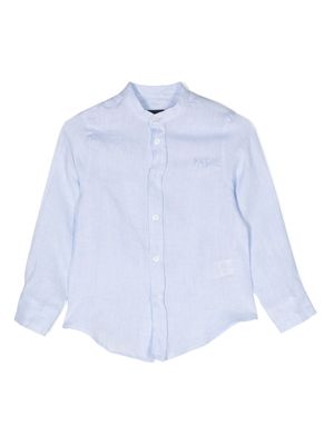 Fay Kids embroidered-logo band-collar shirt - Blue