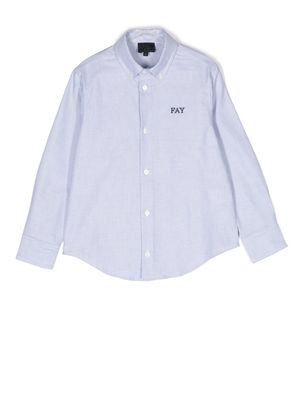 Fay Kids embroidered-logo pinstripe shirt - Blue