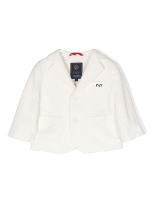 Fay Kids embroidered-logo piqué blazer - White