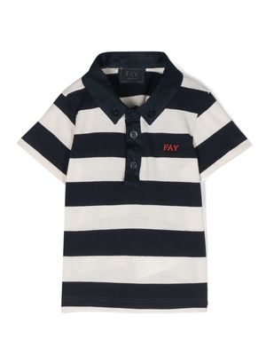 Fay Kids embroidered-logo striped polo shirt - Blue