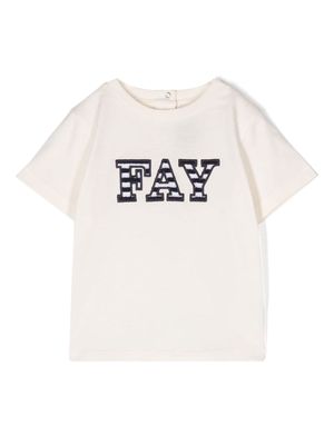 Fay Kids embroidered-logo T-shirt - Neutrals