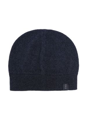 Fay Kids Fay logo-patch knitted beanie - Blue