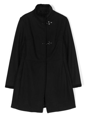 Fay Kids high-neck clasp-detail wool coat - Black